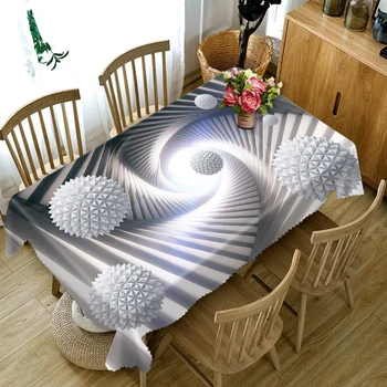 Düğün için özelleştirilebilir 3D masa Örtüsü Yuvarlak Top Muhteşem Bina Yıkanabilir Kumaş Kalınlaştırmak Dikdörtgen ve Yuvarlak Masa örtüsü