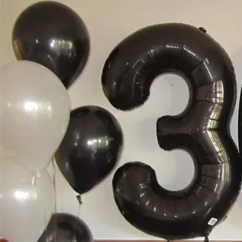 40inch Siyah Numara Balon Basamak Alüminyum Folyo Balon Doğum günü Parti Süslemeleri Düğün 30 Yıl Kutlama Globos Malzemeleri
