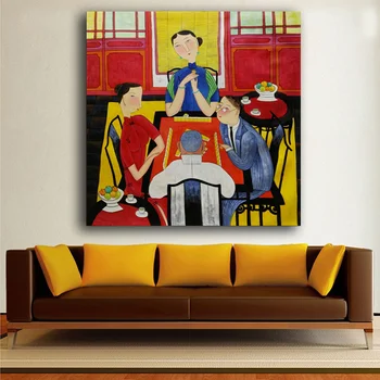 El Tuval Hu YongKai Çin Çağdaş Sanat Kadın Sanat Duvar Resimleri Oturma Odası Ev Dekorasyonu için yağlı boya Resim