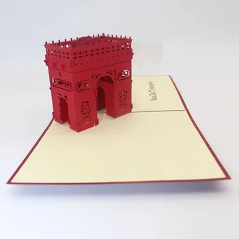 3D Lazer Kartları Kartpostal İş Çocukların Yaratıcı Hediye Koleksiyonu Tebrik el Yapımı Ünlü anıt Kağıt Davetiye Kes