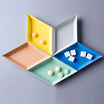Poligon takı Plaka Masaüstü Kombinasyonu Depolama Tepsi Nordic Geometrik Elmas Metal Altıgen Çay Meyve Tabağı takı Plaka