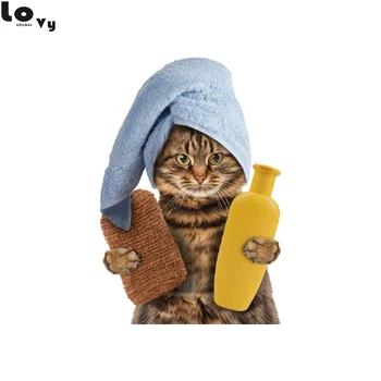 Komik Basılmış Kedi 3D Görünüm Vinil Duvar Sticker Yaratıcı Evcil hayvan Mağazası Duvar Çıkartması Yatak Odası Tuvalet Mutfak Ev Dekorasyonu CW0115