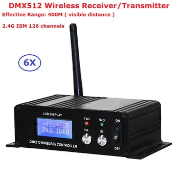 6Pcs Kablosuz DMX 512 Denetleyicisi Verici ve Alıcı 2İN1 LCD Ekran Güç Ayarlanabilir Tekrarlayıcı Sahne Aydınlatma kontrol LED