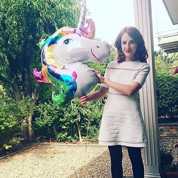 Tek boynuzlu Balon Parti Malzemeleri Doğum günü Parti Süsleri çocuklar Balonları Düğün Bebek Duş Dekor Gökkuşağı Folyo Mylar Balons