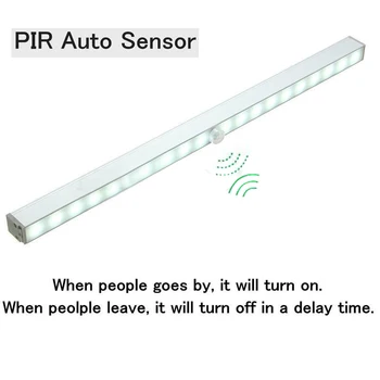 20 Kablosuz PIR Otomatik Hareket Sensörü Gece Işık Dolap Dolap Merdiven LED Lamba