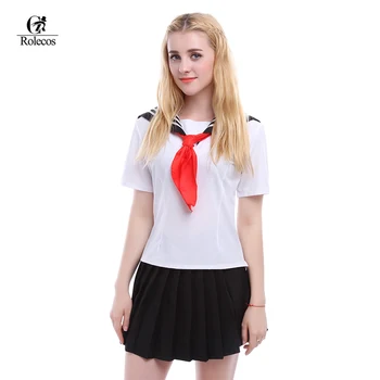 Cosplay Kostümleri Beyaz Donanma Okul Üniforması ABD Boyutu Japonya Okul Kız Elbise Gömlek Denizci Üniformaları