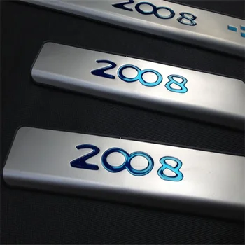 Peugeot 2008 Paslanmaz Çelik Kapı Eşik Plaka Scuff Geldiniz Pedalı Koruyucusu Döşeme Araba için-Şekillendirme Aksesuarları 4 adet/set