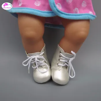 7.5 cm Beyaz deri 43cm Doğan Bebek Zapf Bebek Aksesuarları mini bebek ayakkabıları oyuncak için Siyam elbise çizmeler