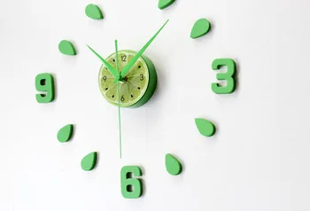 Yeni Varış Yeşil Limon Tasarım sticker EVA 30CM-60CM mutfak duvar saati renkli büyük dekoratif 3d diy duvar saati büyük