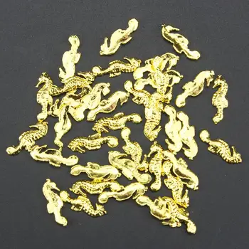 20Pcs 3D Hipokampus Çivi Glitter DİY Hayvan Tırnak Sanat Süslemeleri Altın Gümüş Manikür TN1412 TN1413 İçin Takılar Araçları Alaşım
