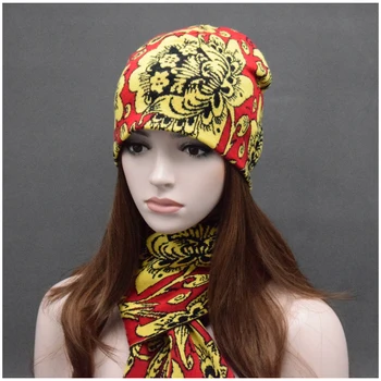 Rusya Kadınlar Uzun Lüks Kış Sıcak pamuk Şapka+Bayan ve Erkekler için iki parça eşarp-Eşarp ve Şapka örme