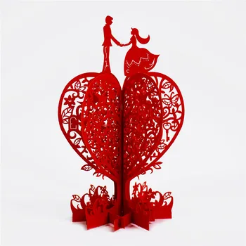 Kadar Aşık 3D pop ile sevgilisi Ağacı Sevgililer Günü Kartları el yapımı lazer kesme Tebrik kartı