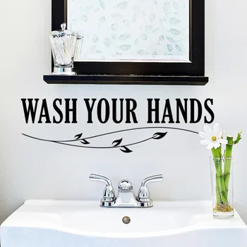 Banyo duvar çıkartmaları Ellerinizi Yıkayın 8415 duvar Sticke su Geçirmez Art çıkartma Vinil banyo duvar dekorasyonu Tuvalet Alıntı