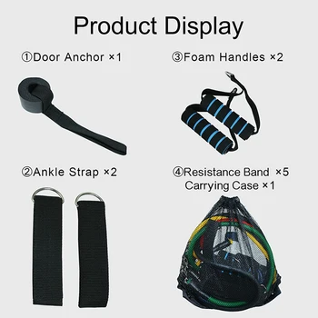 Kapı Çapa, ayak Bileği Askıları ile direnç Bandı 11pc Set, Köpük ve Direnç Bandı Taşıma çantası Fitness Egzersiz Kolları