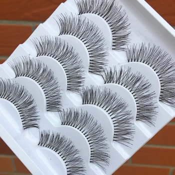 5 çift El-Şeffaf Kök Sahte Kirpik yapılmış Yumuşak Çapraz Doğal Uzun Göz Günlük Makyaj Araçları Sanat Kalın Sahte Kirpik Eyelashe