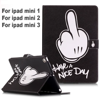 İPad Mini Kağıt Korkunç Kafatası Rüya Yakalayıcı İçin orta Parmak güzel bir gün PU Deri Kapak tablet Desen Manyetik Durum Dur