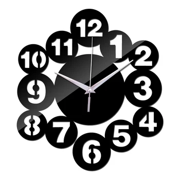 En moda yeni duvar saati saatler akrilik horloge saat modern tasarım Ev Dekorasyon ayna çıkartmalar kuvars multi-dilim ayarlayın