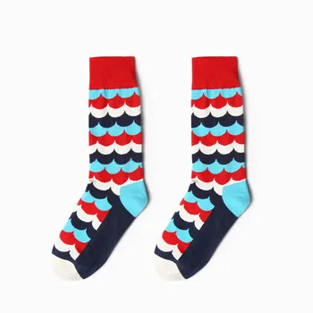 1 Çift Moda Renkli Çorap Erkek Kadın Renk baklava desenli Çizgili büyük nokta Jacquard optik penye Çift Çorap dolu Vurdu