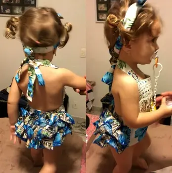 Yaz Bebek Giysileri yeni Doğan Bebek Kız Pamuk Çiçek Dantel Fırfır Romper Kemer Jumper Set 2 adet Sleevless Bir Parça Kıyafet Bandı