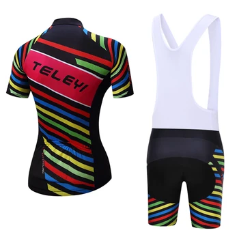 Bisiklet TELEYİ Renkli FİRMAMIZ Ropa Ciclismo Jersey Bisiklet Forması Kadın Giyim Pro Jersey Kısa Kızlar bisiklet Üst Gömlek Spor