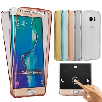 Samsung Galaxy S6'yı S7 Edge Plus A3 A5 A7 2016 S4 S5 Not 4 5 J5 77 Ön Şeffaf SMS ile Yumuşak Dokunuş Durumda tüm vücut Temiz Durumda