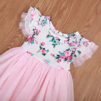 Bebek Kız Bebek Çiçek Kolsuz Dantel Tutu Elbise Parti Düğün Prenses Uzun Kollu Yarışması 1. Çocuklar Yazlık Giysiler Elbiseler-5Y