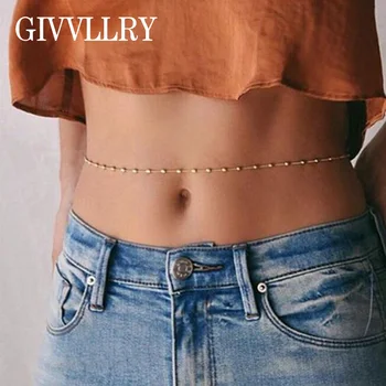 GİVVLLRY Minimalist Bel Karın Kadınlar için Bohem Altın Gümüş Renk Plaj Seksi Boncuk Vücut Takı Vintage Bel Vücut Zinciri Zincir