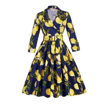 Artı Boyutu S - 4XL Kadınlar Retro Vintage 1950'lerde, 60'ların Çiçek Rockabilly Salıncak Yaz Zarif Yay Elbiseler düğüm Tunik Vestidos Elbise-