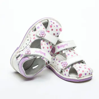 Yeni Güzel 1pair Çocuk Kız Hakiki Deri Ortopedik kemer destek Ayakkabı,Bebek Yumuşak Taban Ayakkabı Sandalet