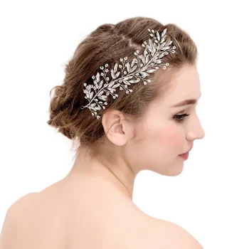 Gümüş Zarif Çiçek İnci Düğün Saç Asma Gelin Aksesuarları Vintage Kadınlar LB Saç Mücevher Başlık Bandı