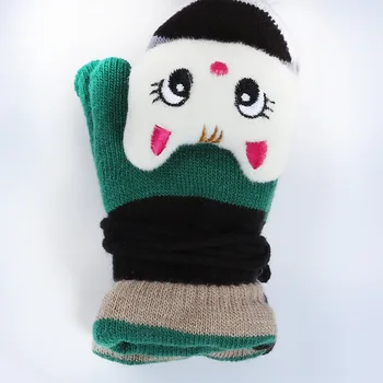 Sevimli kış Kız Sıcak Tutmak Çocuklar çocuk çanta çocuk boyun zinciri Karikatür Eldiven Örme eldiven parmakları asılı Eldivenleri