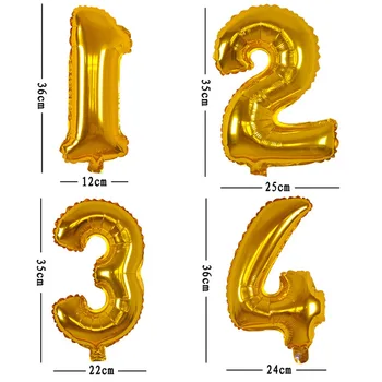 16inch Altın Varak Numarası Balon Alüminyum Folyo Helyum Balonlar 0-9 Dijital Şekil Doğum günü Düğün Parti Dekorasyon HG0212