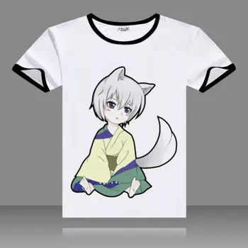 Anime Kamisama Kiss T-shirt Siyah O-Boyun Kısa Kollu Momozono Nanami Moda Tomoe Yaz Süslü Tişörtleri Baskılı tişörtleri Üstleri