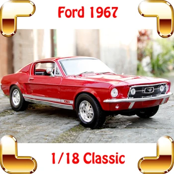 Gerçek Ölçek Yakın yeni Varış Hediye Mustang GTA 1967 1/18 Klasik Model Araba Koleksiyonu Geçmişi Oyuncak Araç Sedan Araba Hediye