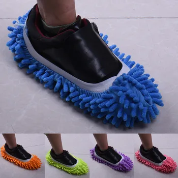 2 adet Üst Moda Özel Teklif Polyester Katı Toz Temizleyici Ev Banyo Zemini Ayakkabı 2017 Temizlik Paspas Terlik Kapak