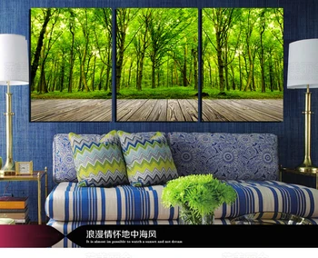 3Pieces Duvar Sanatı yeşil ağaç Resim, Büyük HD En çok oy alan Resim Yağlıboya Ev Dekorasyonu Oda Yazdır