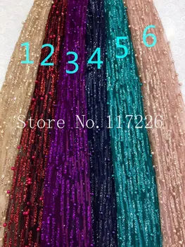 Bayan elbise için boncuk ile JRB güzel işlemeli net dantel kumaş-1130 glitter kaliteli Afrika tül dantel