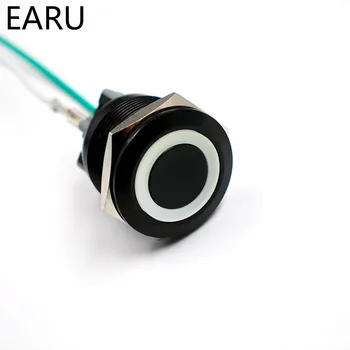 Doorebll Bell Horn Kilitleme su Geçirmez siyah 25mm Metal Paslanmaz Çelik Düğme Araba Otomatik Motor çalıştırma PC Güç Anahtarı LED