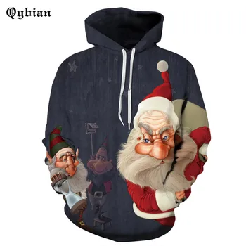 2017 Yeni Erkek Kapşonlu Sweatshirt ve Santa Claus ile cüce adam Baskılı Kapşonlu Erkek Sweatshirt Erkek Giyim Kapüşonlu Hoody