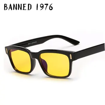 Açık Cam Yeni Gözlük Bilgisayar Kare Düz Ayna Çerçevesi İle YASAKLANDI 1976 Çerçeve Marka moda Gözlük anti - radyasyon gözlük