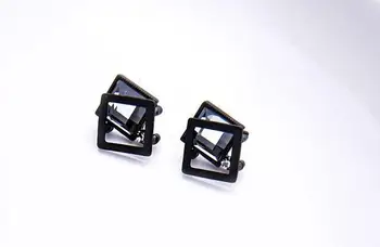 Egemen Kadınlar Basit geometrik kristal küpe moda kişilik siyah küpe