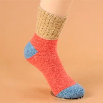Satılık 5 Çift Kış Kadın Yün Çorap Örme Rahat Yamalı Desen Meias Çorap Sonbahar Elastik Bayanlar QMH Feminino