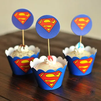Cupcake ambalaj kağıtları Düzelticiler Pasta CT1042 Çocuklar İyilik Doğum günü Partisi Dekorasyon Superman yarasa adamlar ... ... Karikatür Kağıt Kek Malzemeleri Seçer