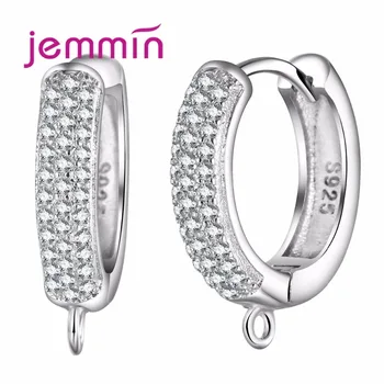 Jemmin Moda Kadın Eearings Hoop Gümüş Takı Bileşeni Micro Pave CZ Kristal Küpe DİY Düğün Hediyesi