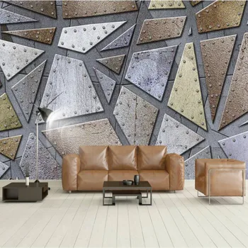Duvar 3d Duvar Kağıdı Vintage Dekoratif Boyama Zemin Ev Geliştirme için metalik geometrik şekiller 3D duvar Kağıtları