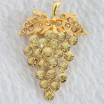 Renk 7 renk kristal yaprak B1229 pimleri takı düğün kadınlar altın için moda Bohemya yarı değerli üzüm broş-