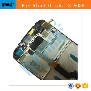 Çerçeve İle Dokunmatik Ekran dijital dönüştürücü Derleme İle Alcatel Idol 3 6039 6039A 6039K 6039Y LCD Ekran İçin orijinal Yeni Yedek