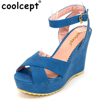 P13918 Coolcept ücretsiz kargo kaliteli kama platform kadın 34-39 moda Bayan kadın ayakkabıları P13918 Sıcak Satış EUR boyutu seksi sandalet