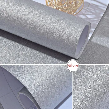 Gümüş Kabartmalı Düz Renk yapışkanlı duvar Kağıdı PVC su Geçirmez kap kağıdı Kendine