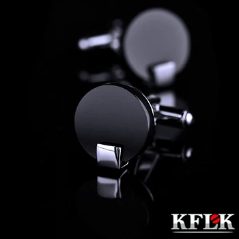 Erkek hediye Marka manşet düğmeleri Siyah için KFLK 2018 Lüks gömlek kol düğmesi Yüksek Kalite Yuvarlak abotoadura gemelos Takı kol düğmesi